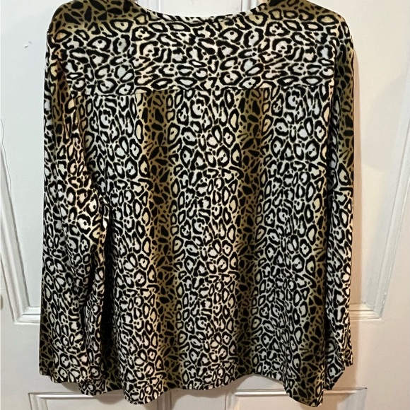 Violet & Claire Black Brown Cream Animal Print Shift Shirt XL - Picture 2 of 10